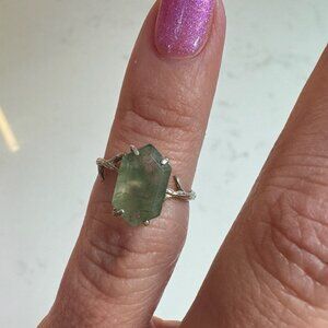 Sterling Silver Moss Agate Twig Ring